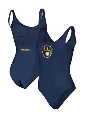 Women's Navy Milwaukee Brewers Making Waves One-Piece swimsuit - medium - NWT